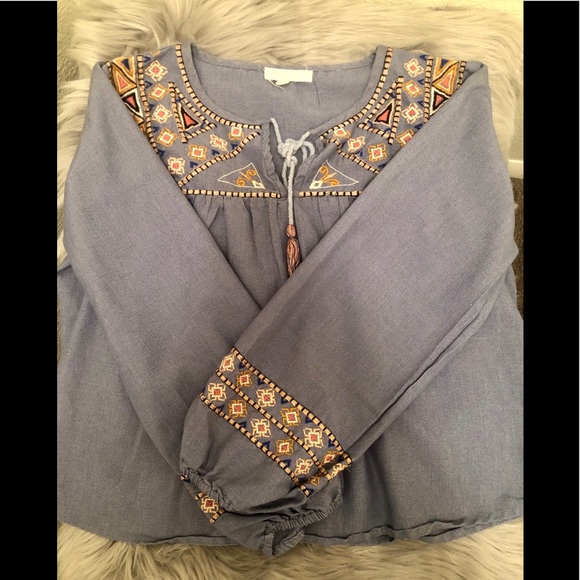 wash blue rebellion women blouse with sleeves - Picture 3 of 5